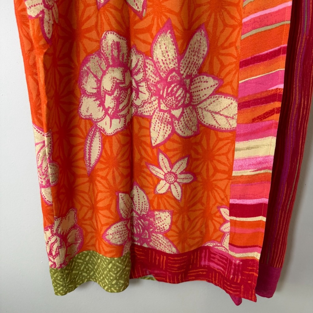 VTG Sigrid Olsen Sport Wrap Skirt Women's Size 12 Orange Pink‎ Floral Tropical - Picture 4 of 11